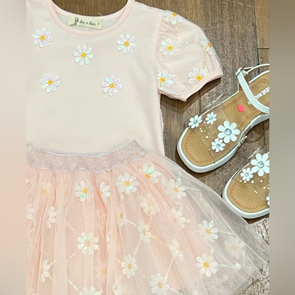 Floral Embellished Sequins Tutu Set